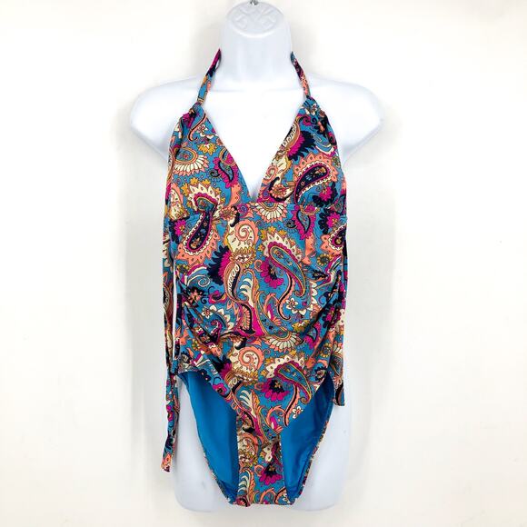 LUCKY BRAND Paisley Poolside Charm One Piece Swimsuit Small Multicolor NWT - Picture 5 of 13